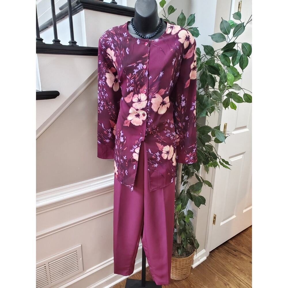 Maggie Sweet Women’s‎ Purple Pants & Button Down Shirt 2 Piece Set Size Large